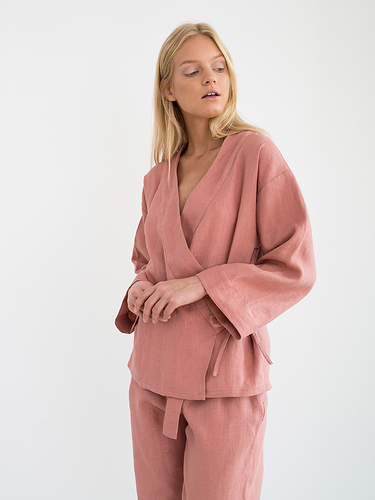 DELILAH-Linen-Kimono-Jacket-Salmon-Pink-1