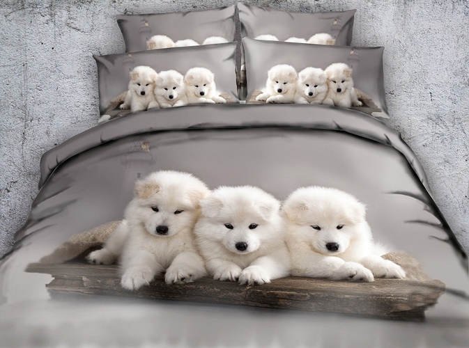 JF-369-Drie-mooie-puppies-gedrukt-dekbedovertrek-set-4-stks-hond-puppy-beddengoed-sets-volledige-queen