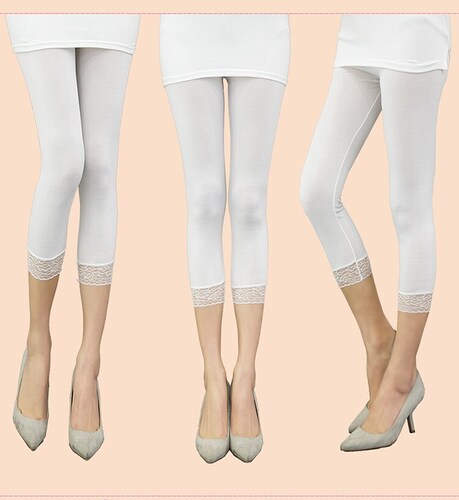 Cool-Ijs-Zijde-Meryl-Vrouwen-Leggings-Zomer-Elastische-Slanke-Kant-Legging-Meisje-Zwart-Wit-Solid-Jeggin