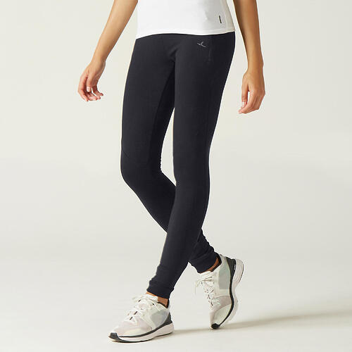 Warme+joggingbroek+voor+fitness+zakken+met+rits+slim+fit+zwart