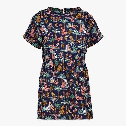 twoday-meisjes-jurk-blauw-met-print