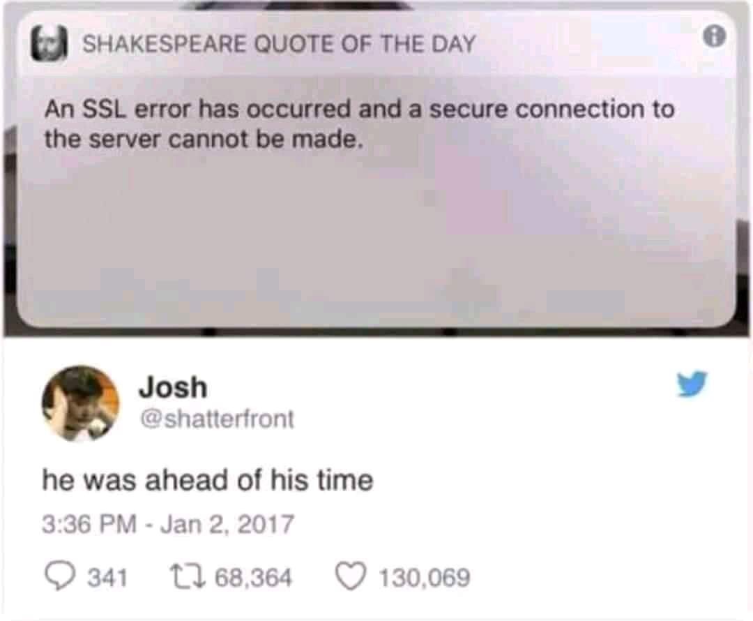 Cannot be pushed. Shakespeare quote of the Day meme. Shakespeare an SSL. Шекспир Мем. SSL Мем.